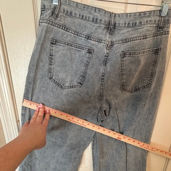 Shein Light Blue Stonewashed Straight Wide Leg Jeans Women’s XL US 12 Denim - Picture 6 of 9